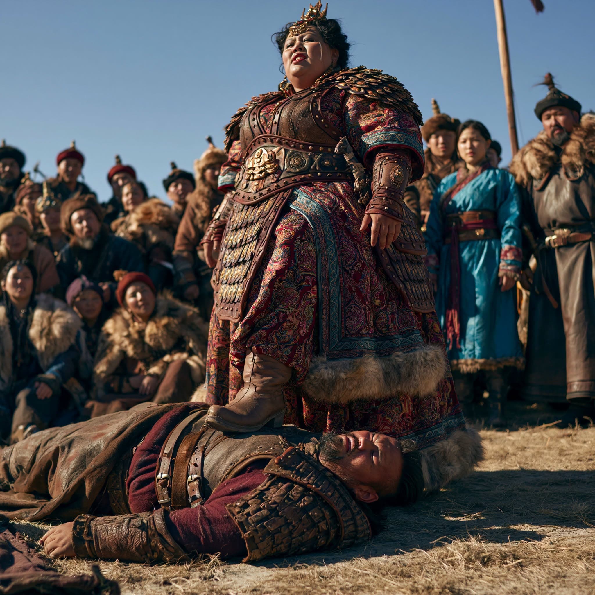 Illustration accompanying Khutulun: The Undefeated Wrestler Princess of the Mongols