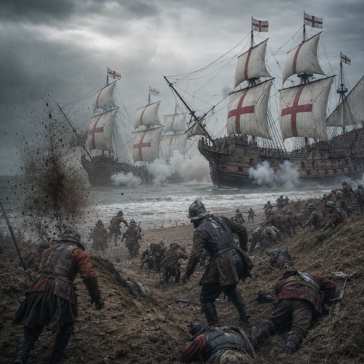 Illustration accompanying Mary I, the Loss of Calais and the Battle of Gravelines, 13 July 1558
