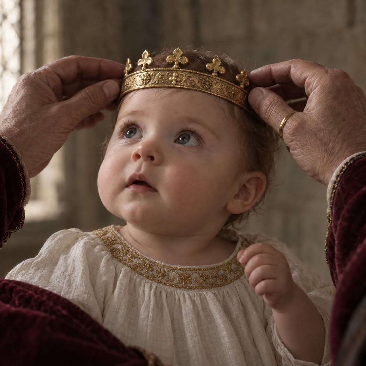 Illustration accompanying Margaret of Anjou: Asking the King to Bless Their Son